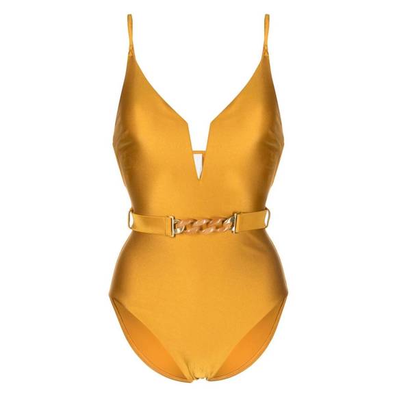 NEW ZIMMERMANN august plunge v wire swimsuit in honey - Picture 4 of 5